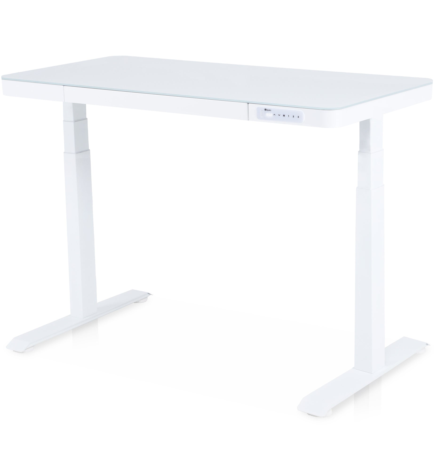 bureau assis debout en verre trempé KQUEO blanc