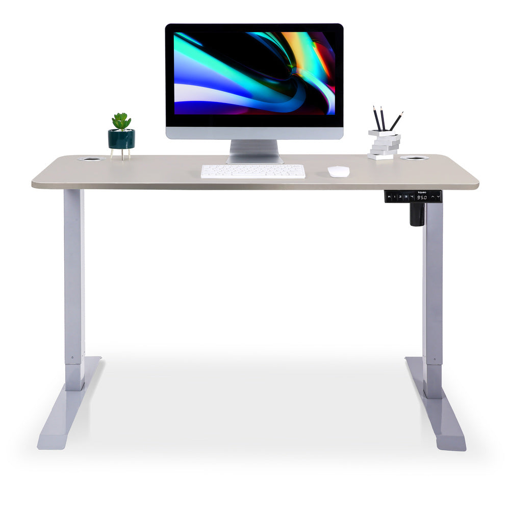 bureau assis debout LIFT 140x70cm gris beige taupe