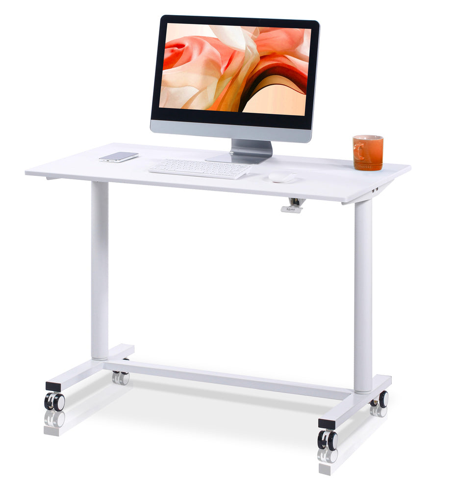 bureau assis debout manuel blanc KQUEO