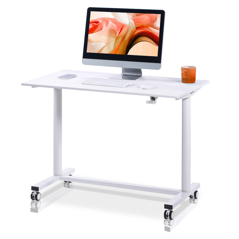 bureau assis debout manuel blanc KQUEO