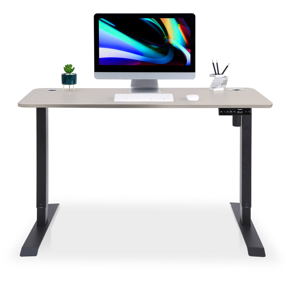 bureau assis debout LIFT 160x80 noir beige taupe