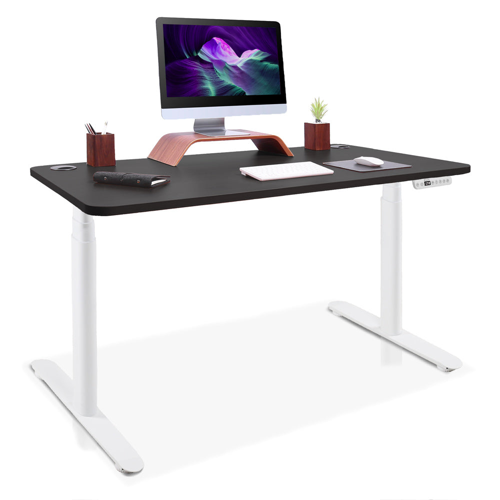 bureau assis debout pieds arrondis blanc/noir 120x60cm