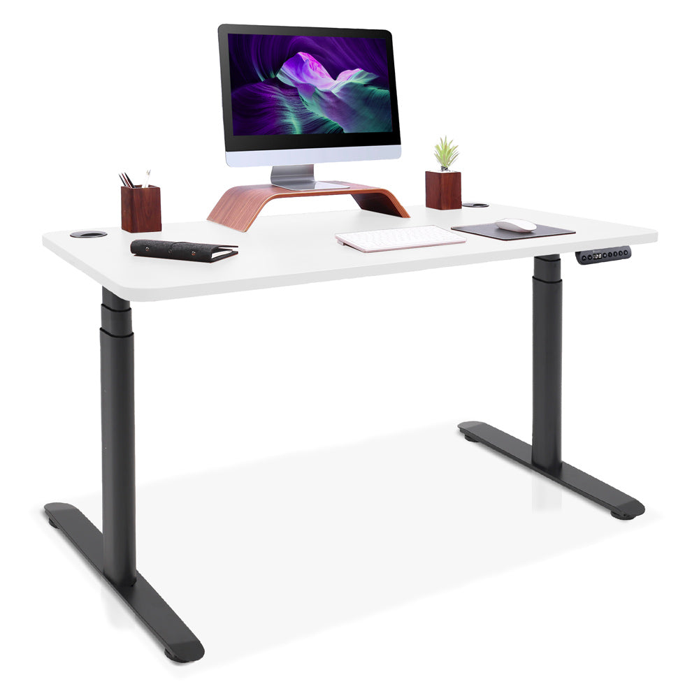 bureau assis debout pieds arrondis noir/blanc 120x60cm