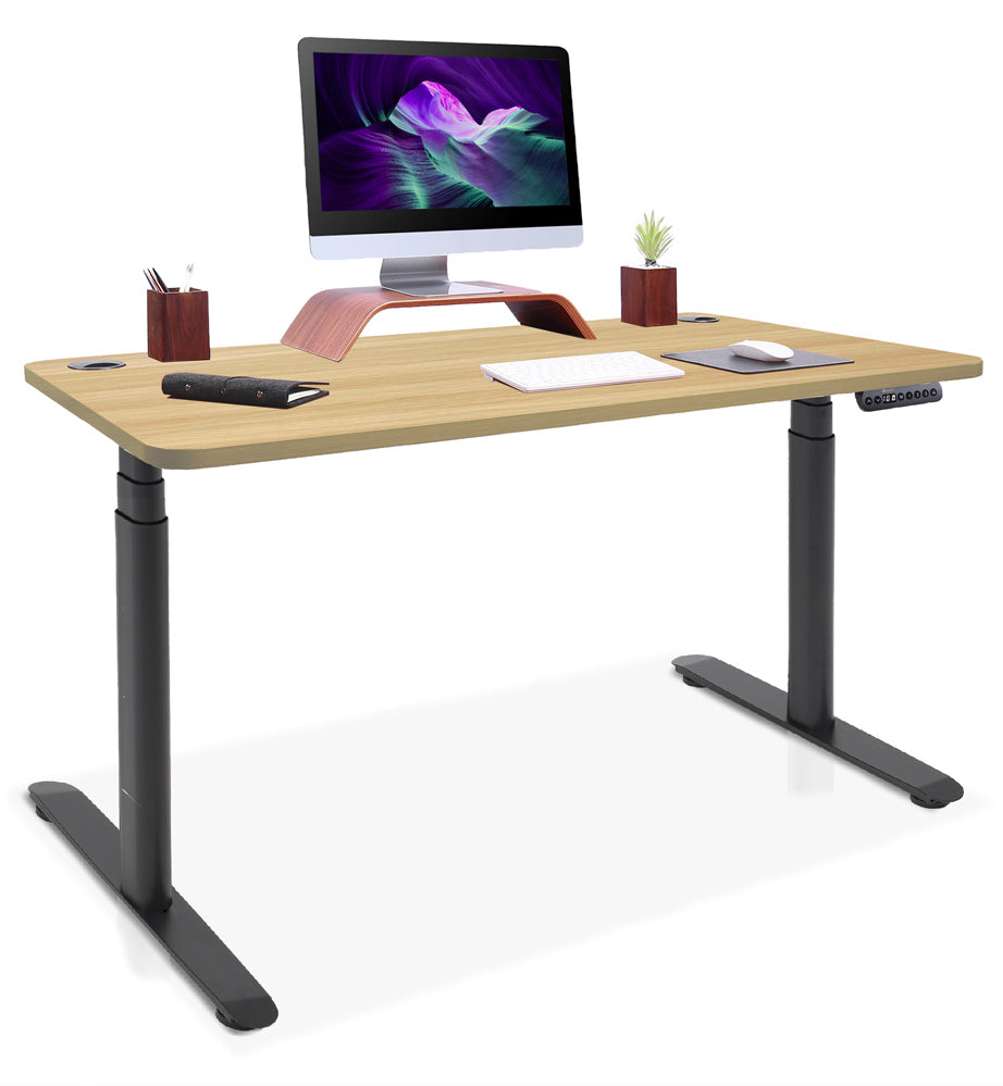 bureau assis debout pieds arrondis noir/chêne doré 120x80cm