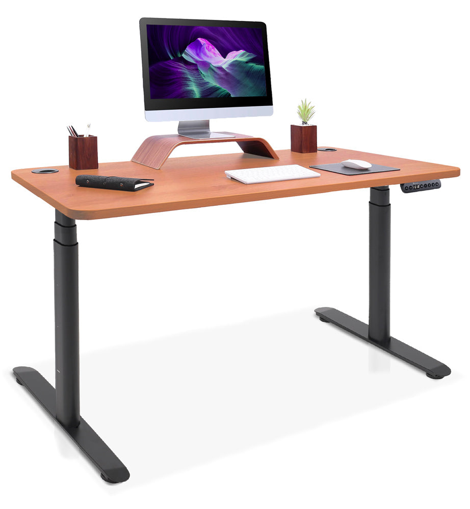 bureau assis debout pieds arrondis noir/chêne 160x80cm