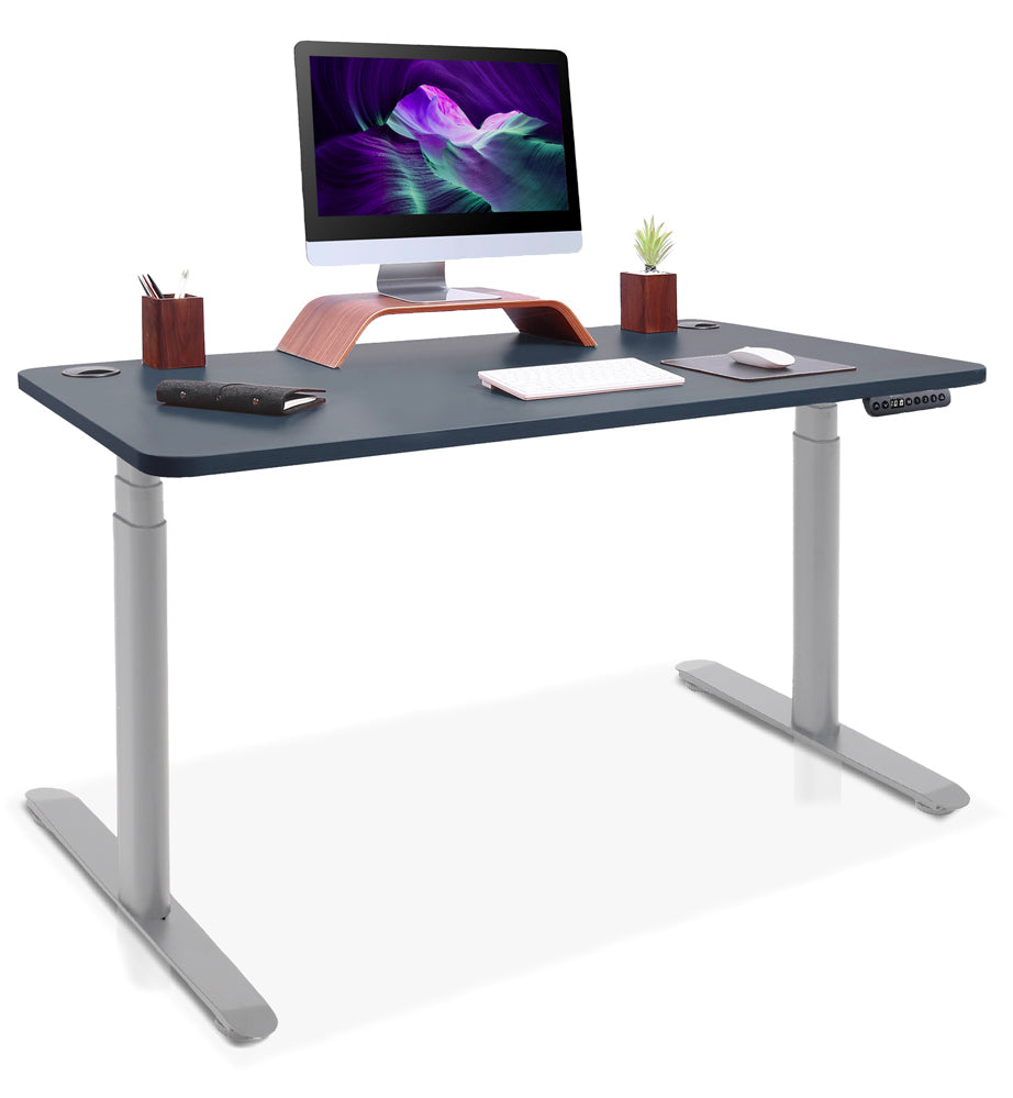 bureau assis debout pieds arrondis gris/gris ardoise 180x80cm