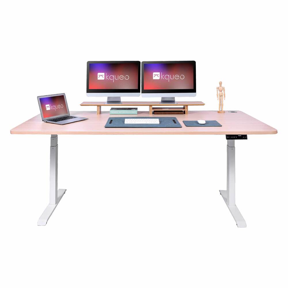 Bureau assis debout 180x80 blanc chene clair