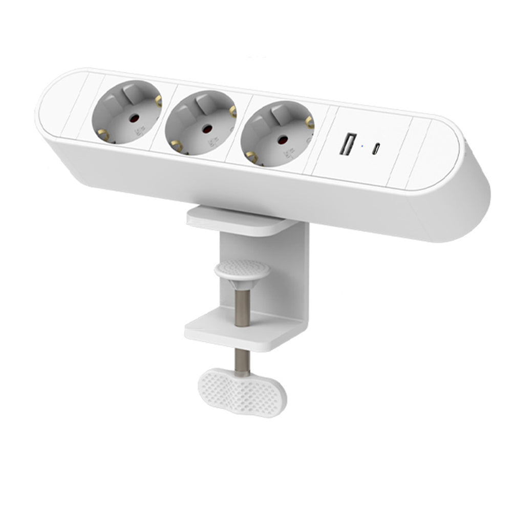 Multiprise à pince et port USB blanc