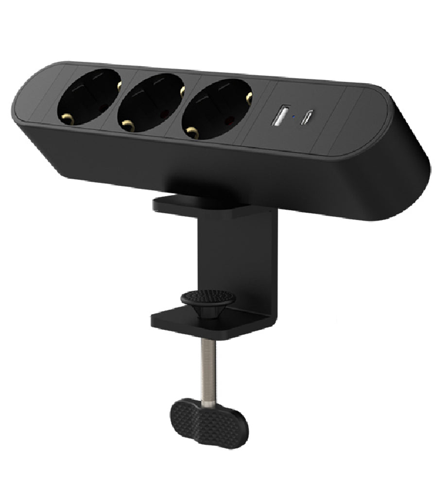 Multiprise à pince et port USB noir