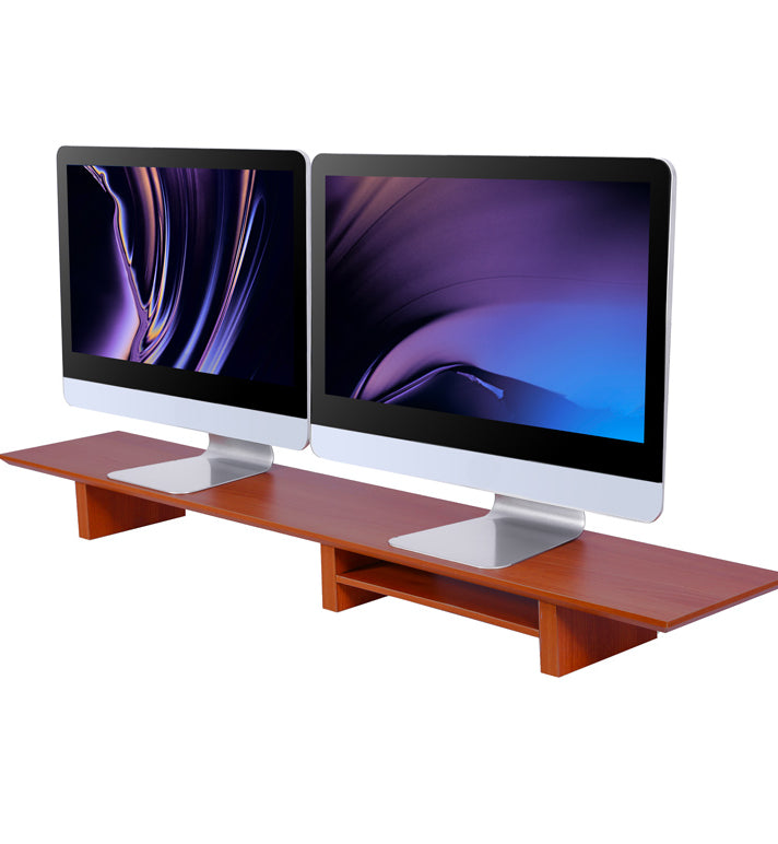 tablette support d'écran coloris chene foncé