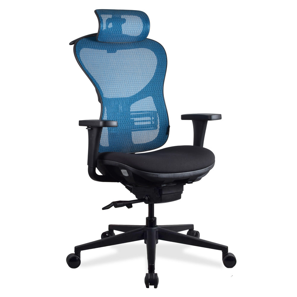 chaise ergonomique WAVE bleue KQUEO