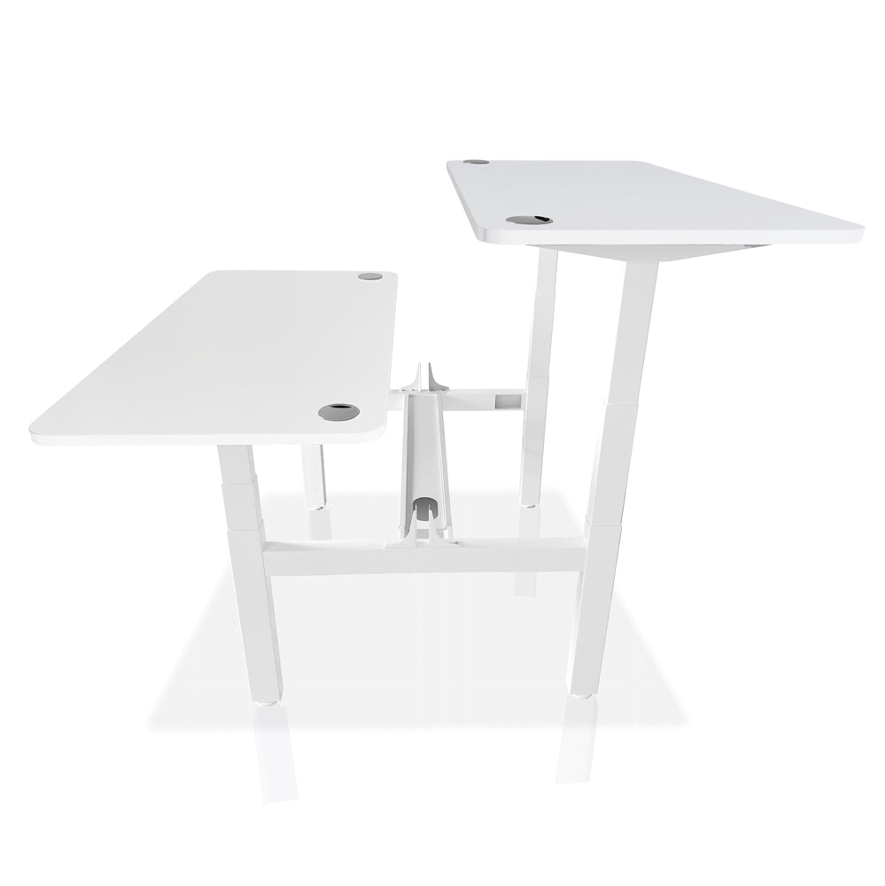 bureau assis debout DUO 160x80cm coloris blanc plateaux blancs