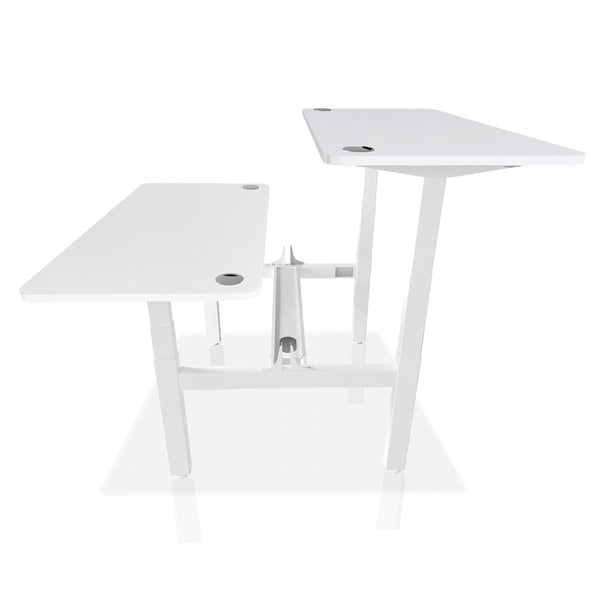 Bureau assis debout DUO double plateau, blanc