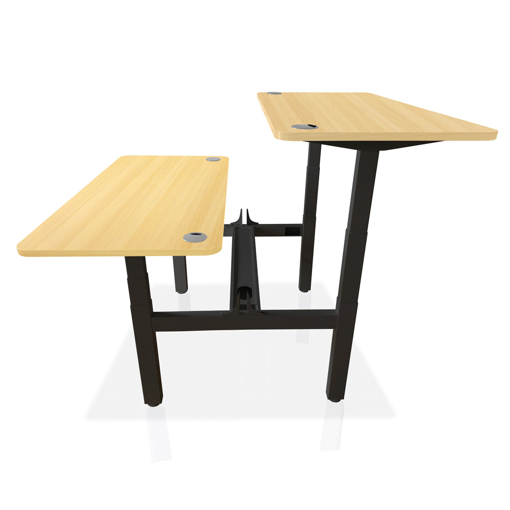 bureau assis debout DUO 140x80cm coloris noir chêne doré
