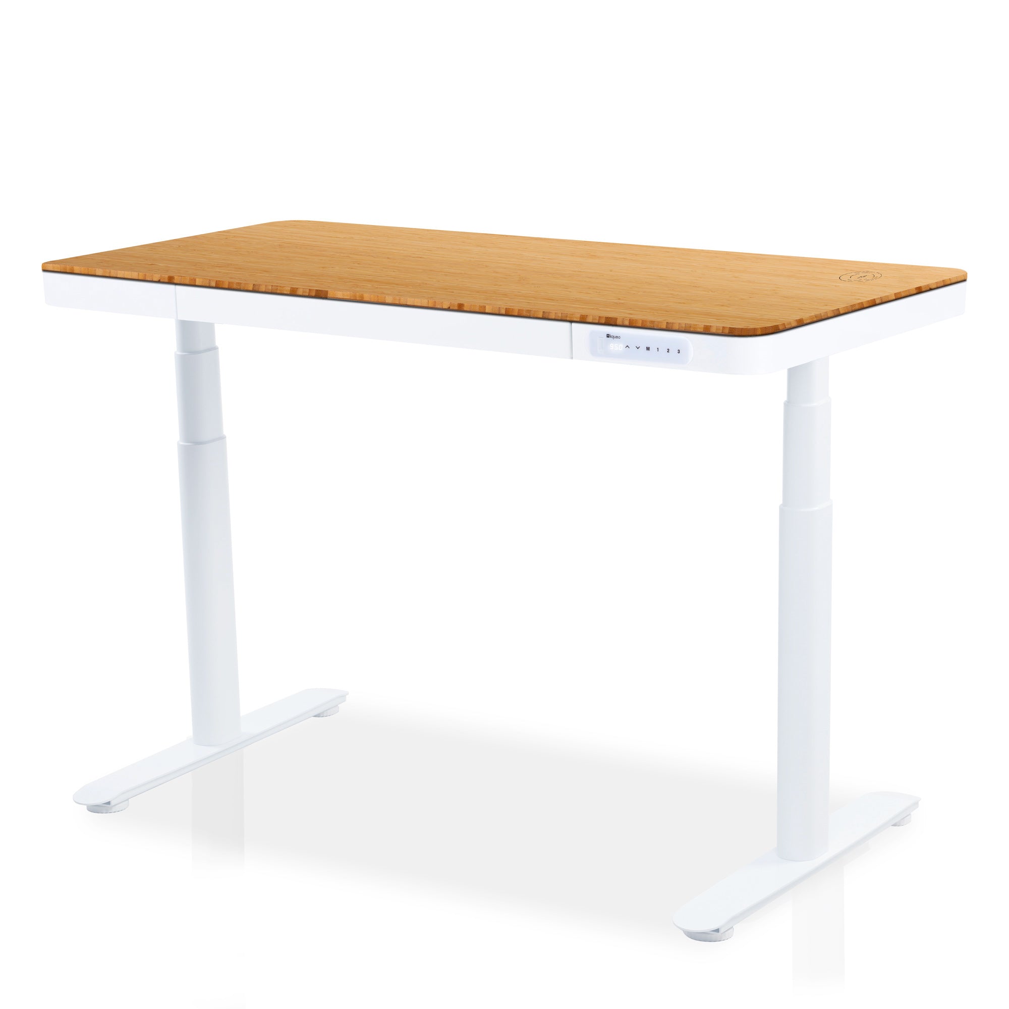 bureau assis debout DYNAMIC CONNECT BAMBOU pied blanc