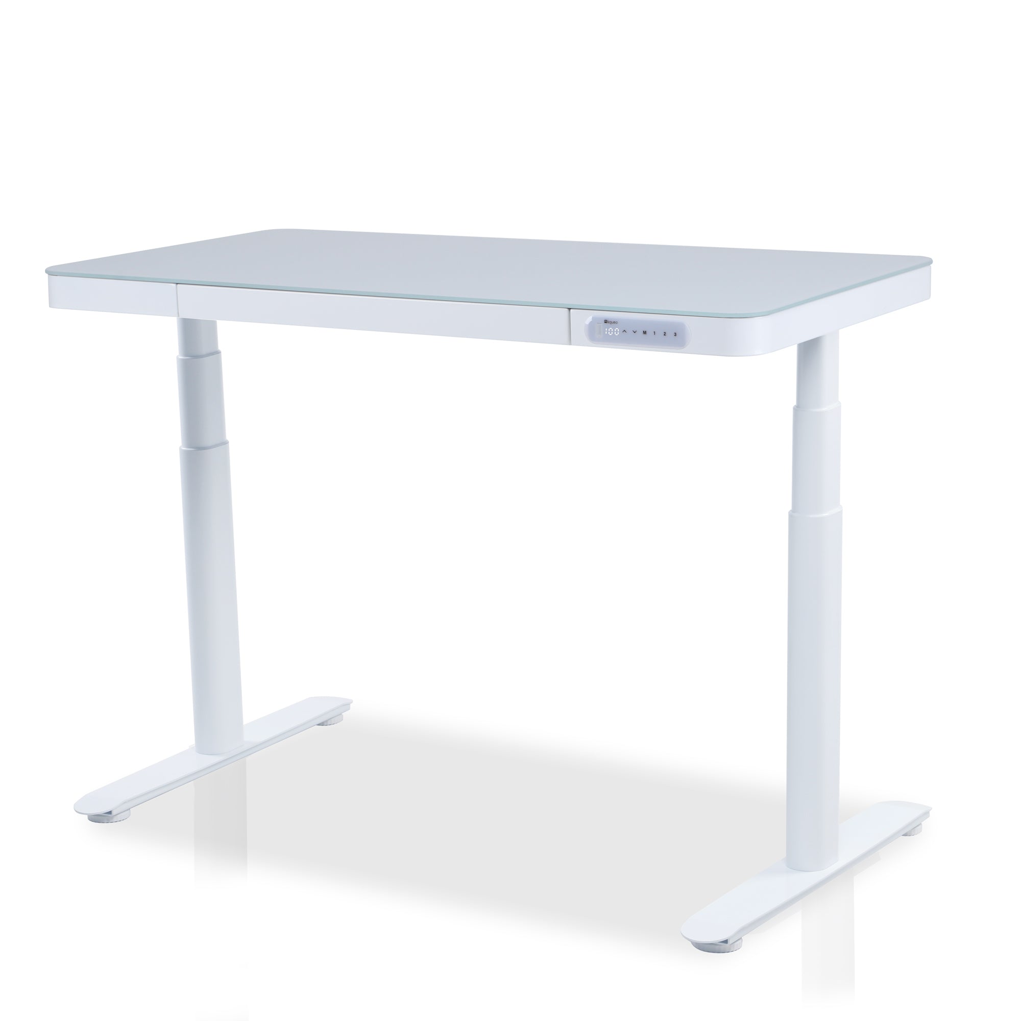 bureau assis debout CONNECT CIRCLE blanc en verre trempé