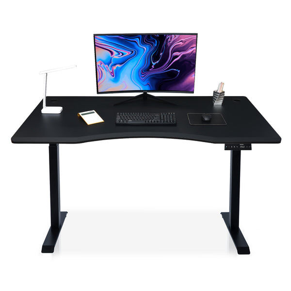 Bureau assis debout DYNAMIC SMOOTH incurvé, noir