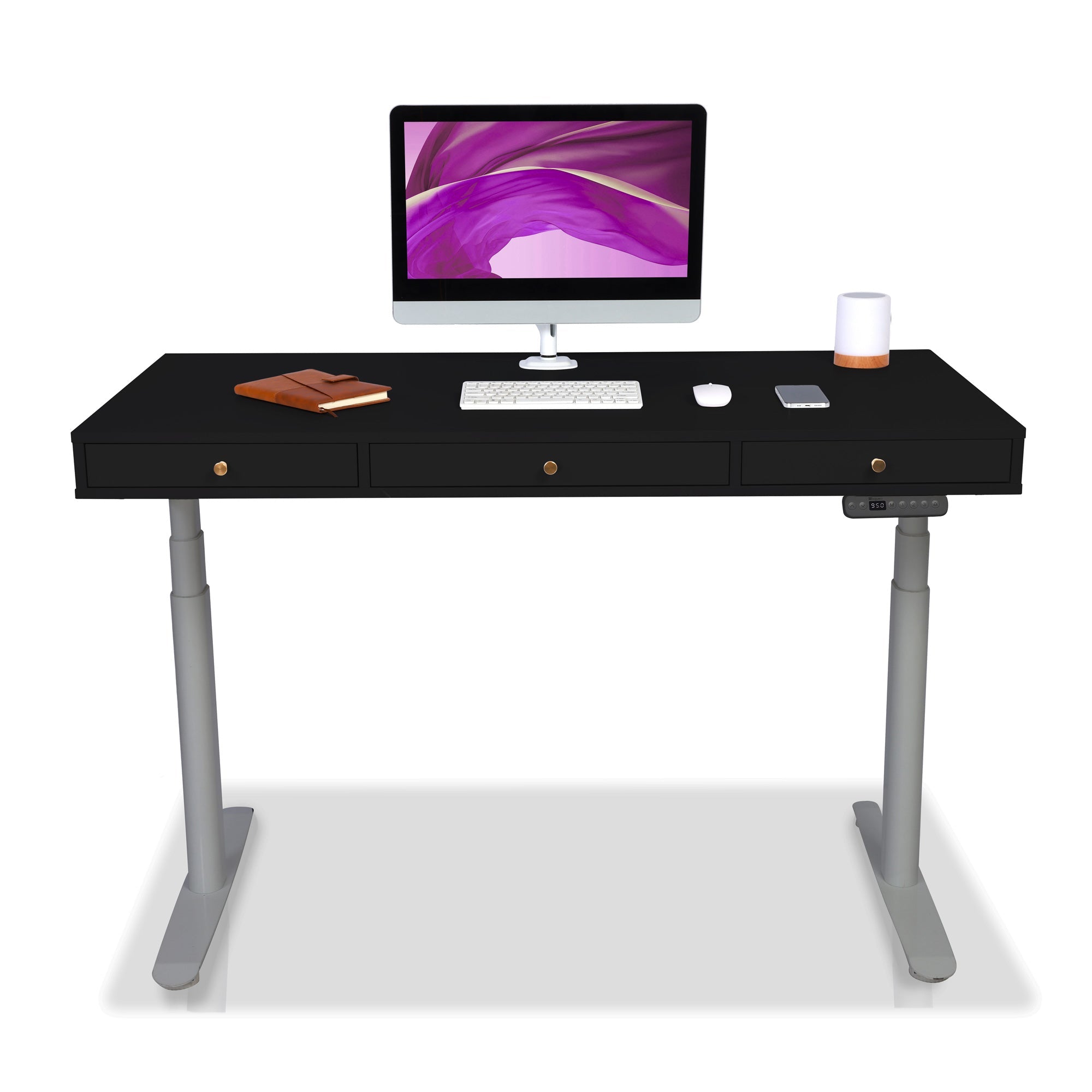 Bureau assis debout 3 tiroirs - SPACE DYNAMIC CIRCLE 2 180x80 cm gris-noir