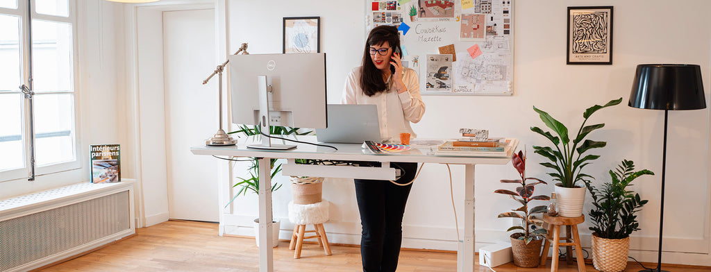 bureau assis debout EXECUTIVE blanc KQUEO