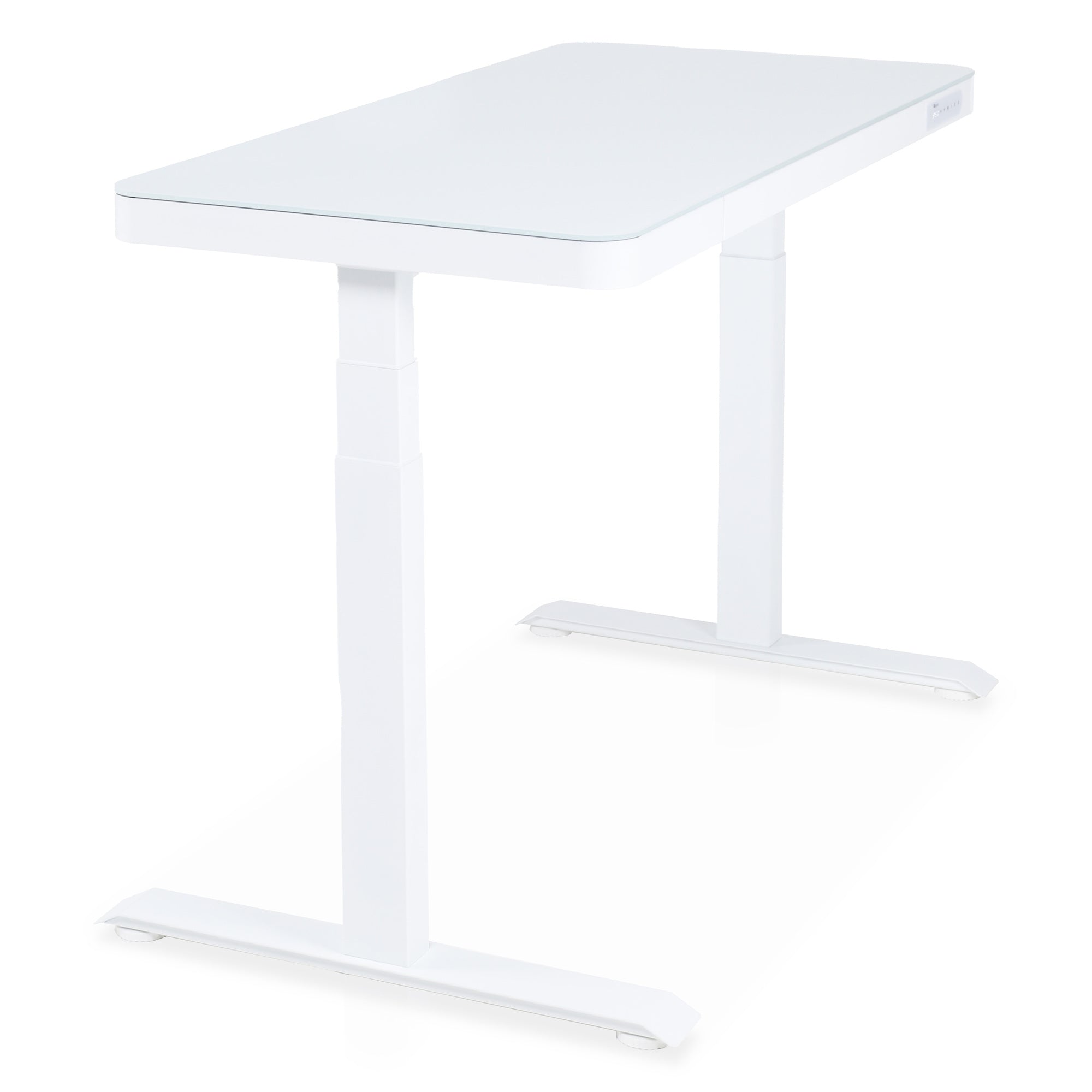 bureau assis debout en verre trempé KQUEO blanc