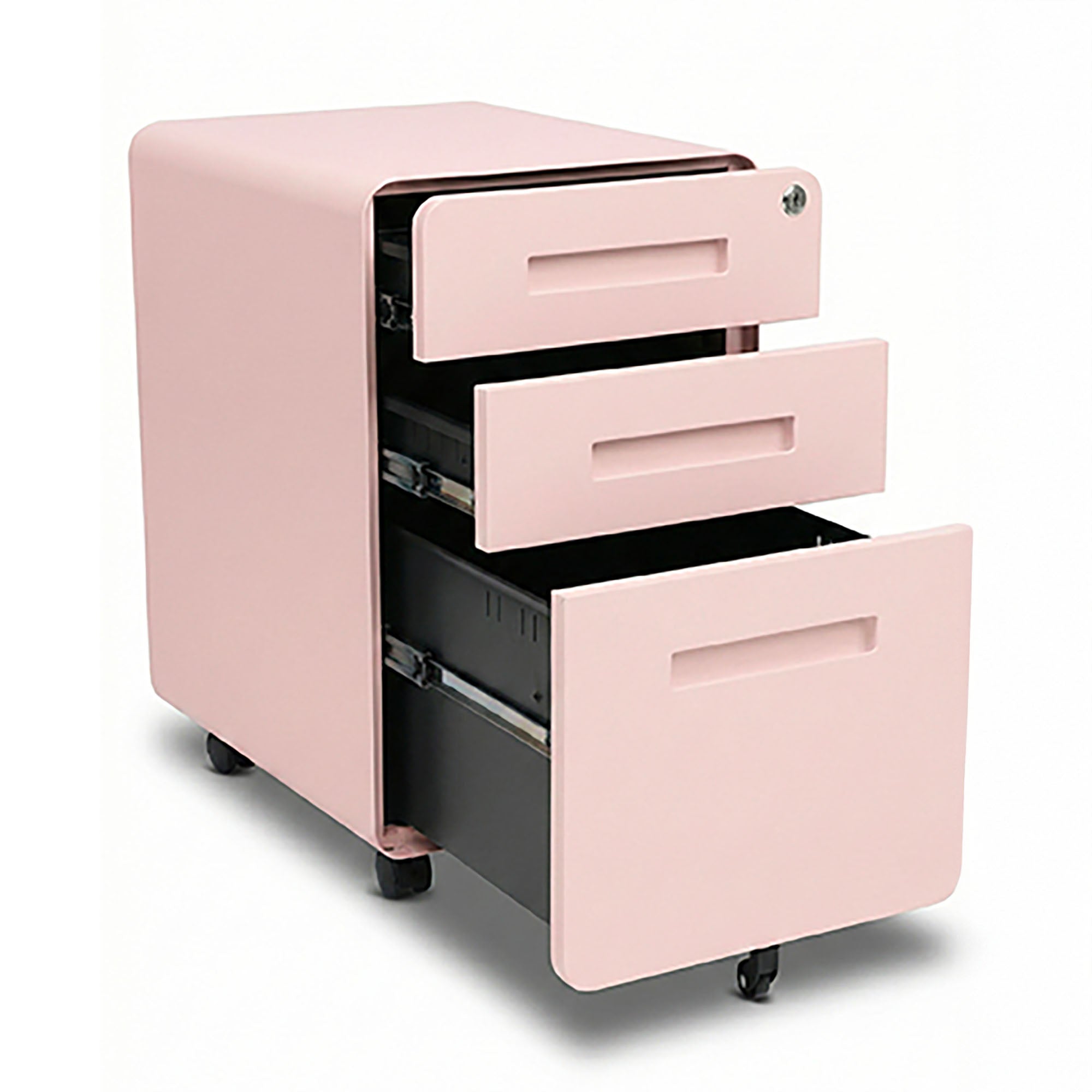 caisson en métal 3 tiroirs rose KQUEO