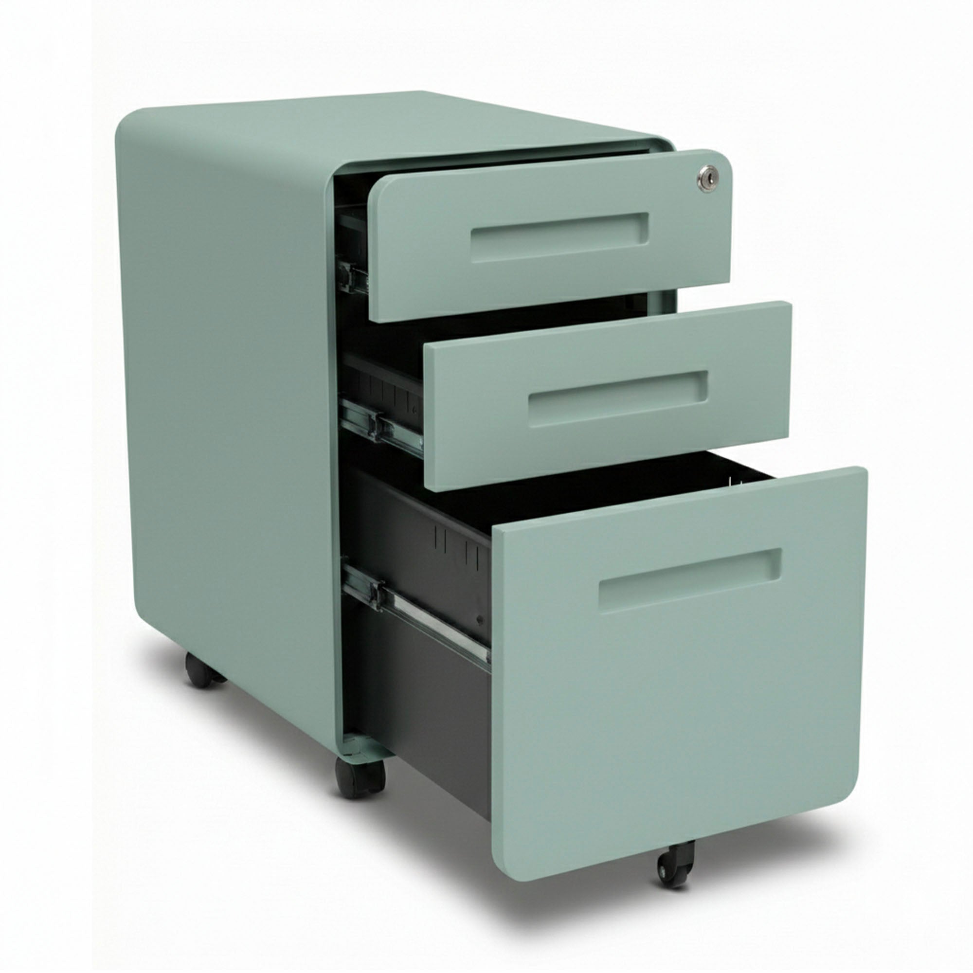 caisson en métal 3 tiroirs vert KQUEO