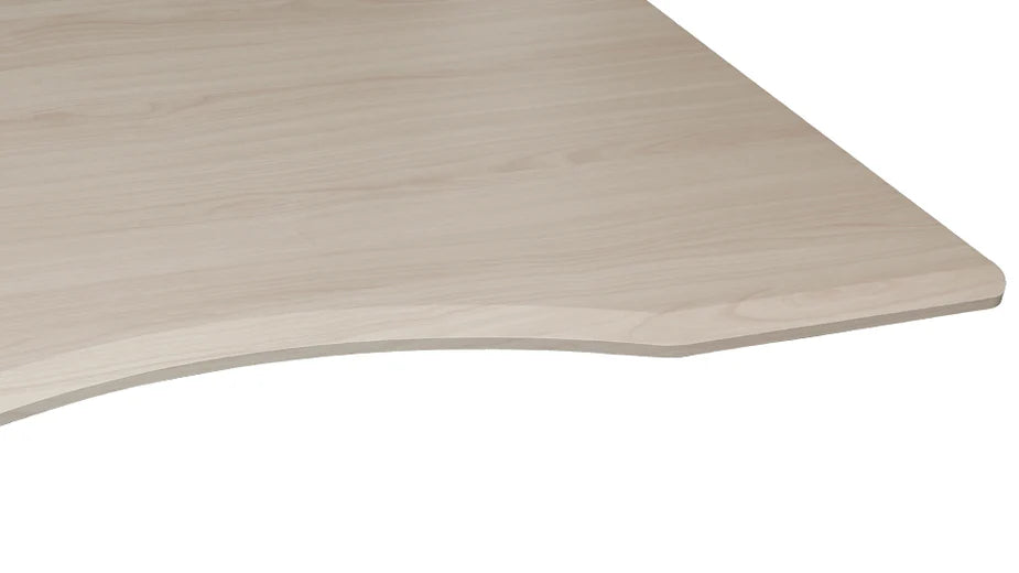 Détail du plateau du bureau assis debout DYNAMIC Smooth, finition et découpe ergonomique