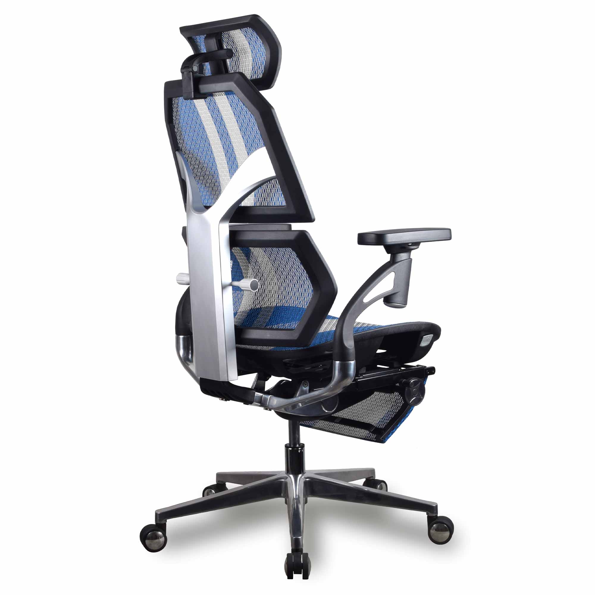 dossier chaise ergonomique gamer kqueo AURA PREMIUM coloris bleu et blanc