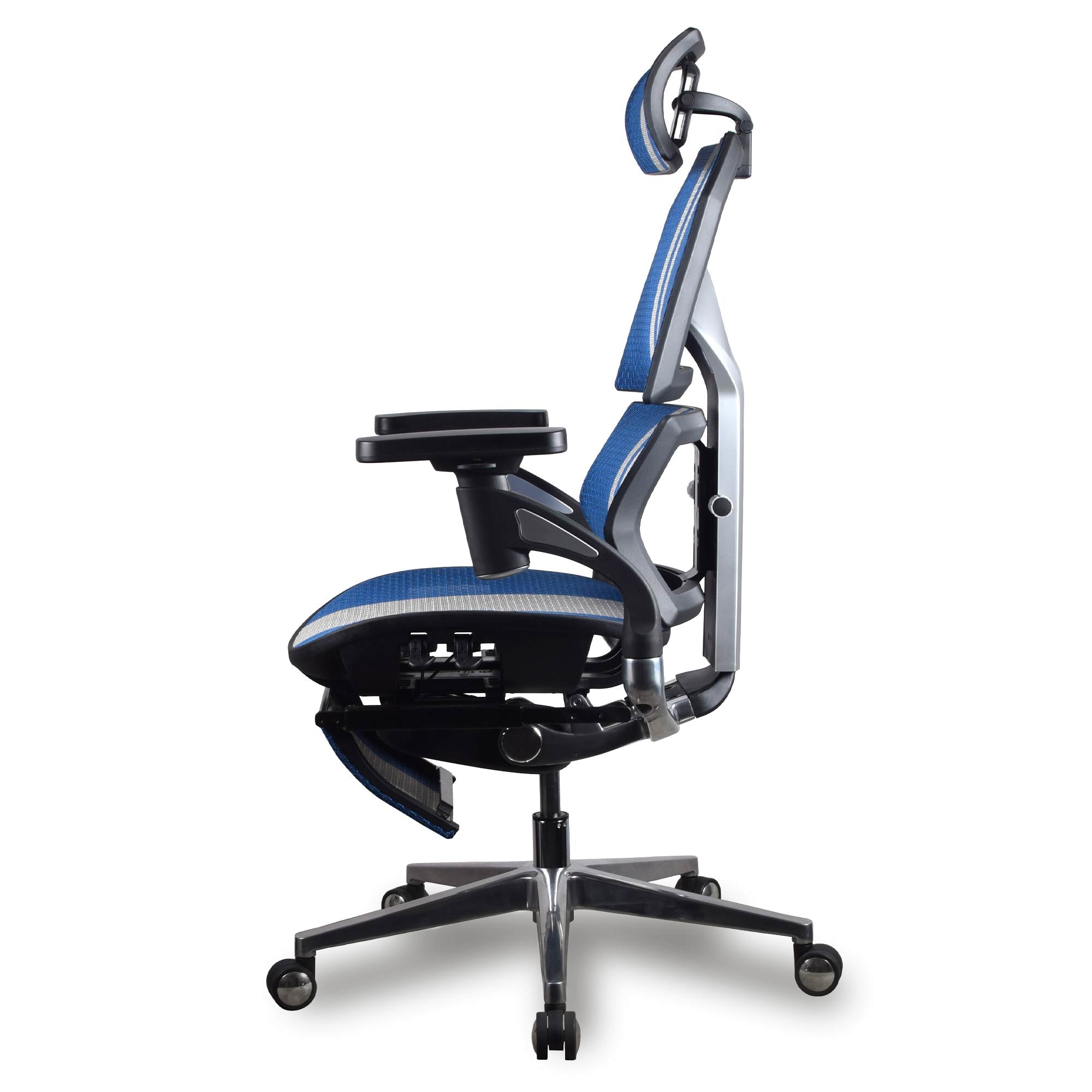 chaise ergonomique gamer kqueo AURA PREMIUM coloris bleu et blanc
