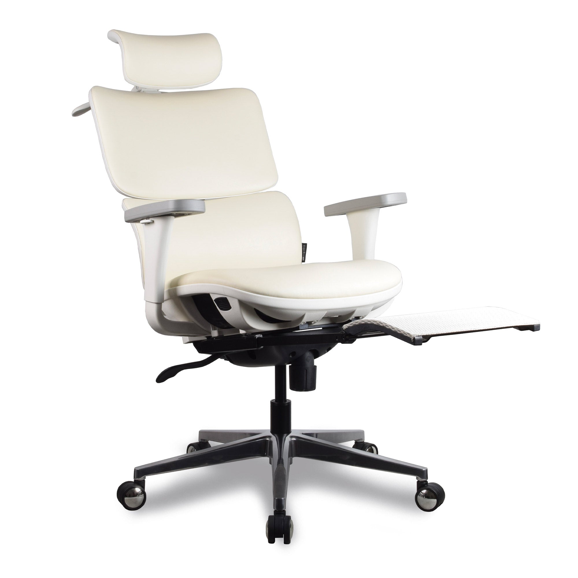 Chaise ergonomique de bureau - TERRANA Blanche en cuir reconstitué