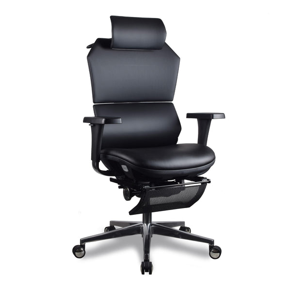 Chaise ergonomique VERTEX en cuir reconstitué, noire