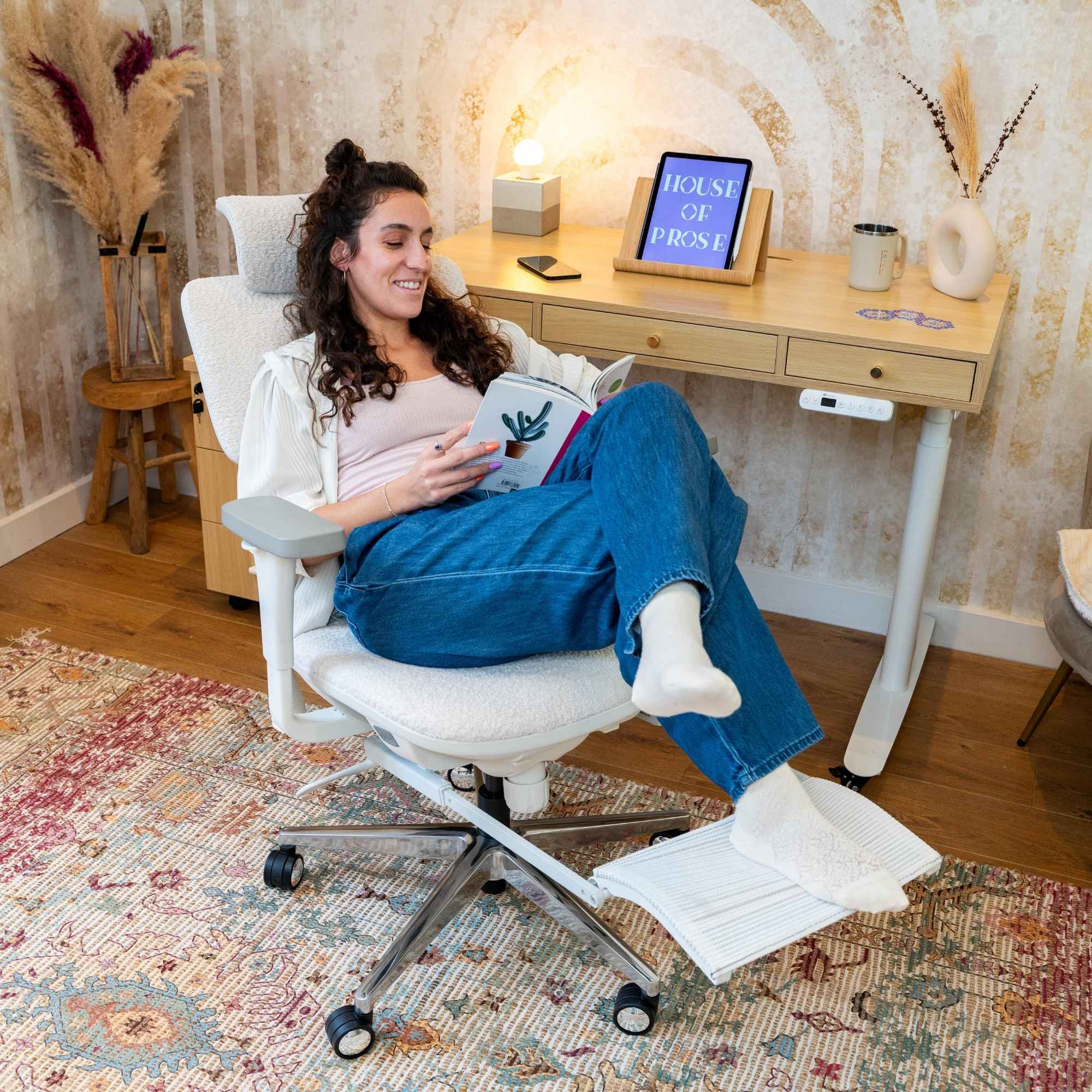 chaise ergonomique de bureau TERRANA bouclette blanche