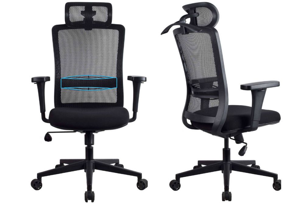 support lombaire fixe chaise ergonomique LAMA noire