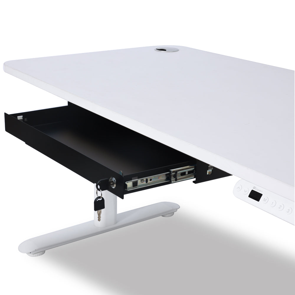 grand tiroir pour bureau assis debout noir lifestyle