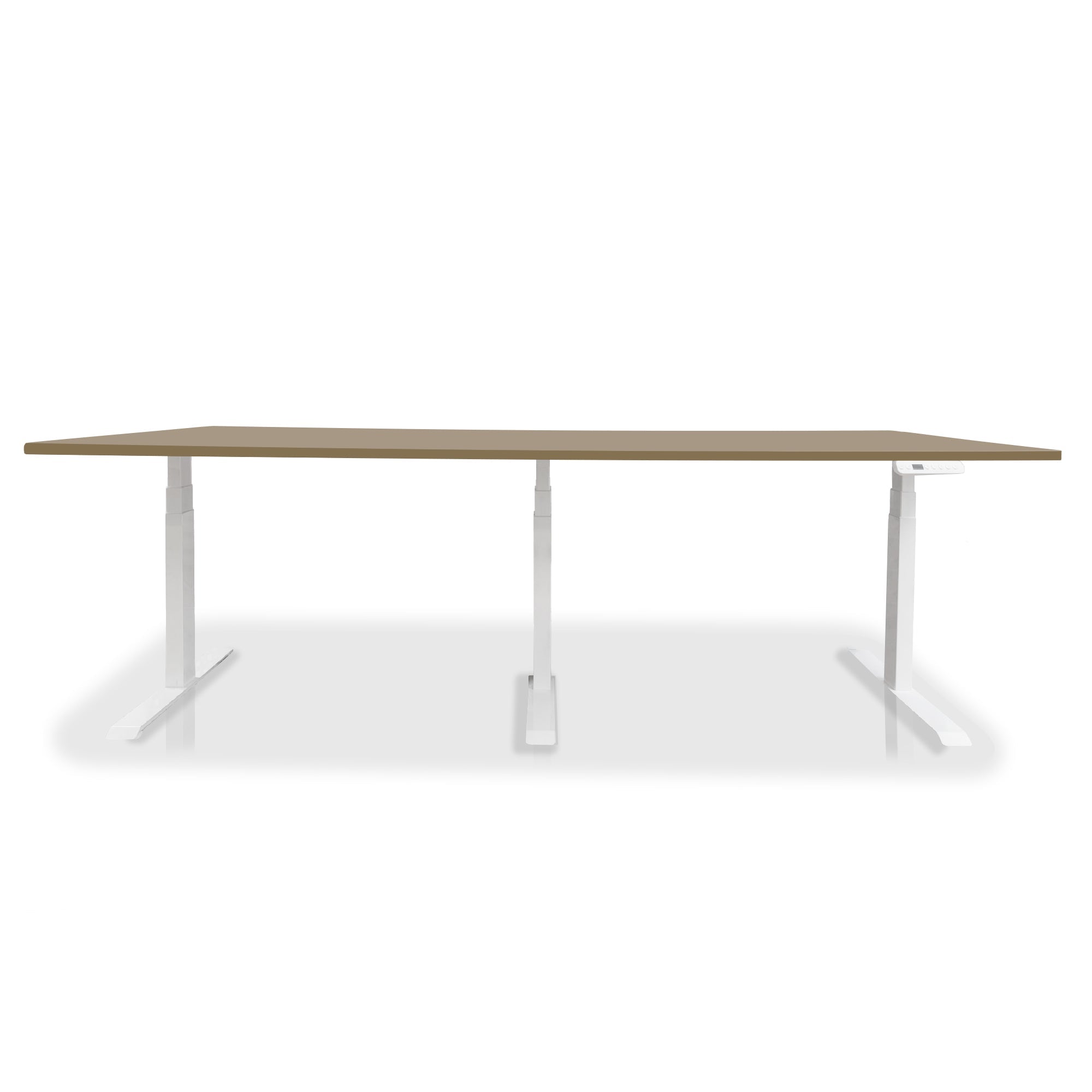 Table de réunion réglable en hauteur électrique - TRIO blanc-beige-taupe