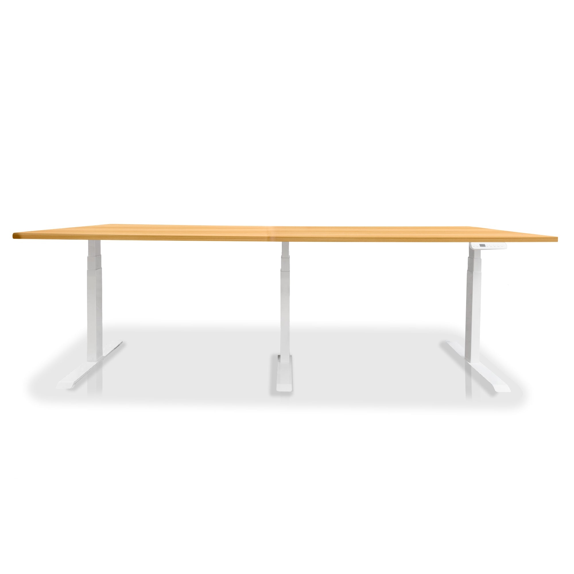 Table de réunion réglable en hauteur électrique - TRIO blanc-chene-blond