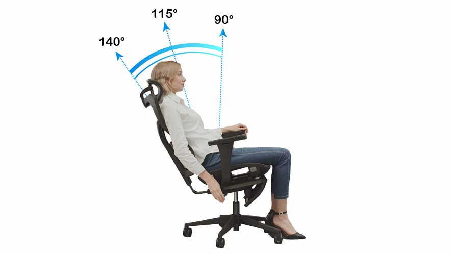 inclinaison dossier chaises ergonomiques KQUEO