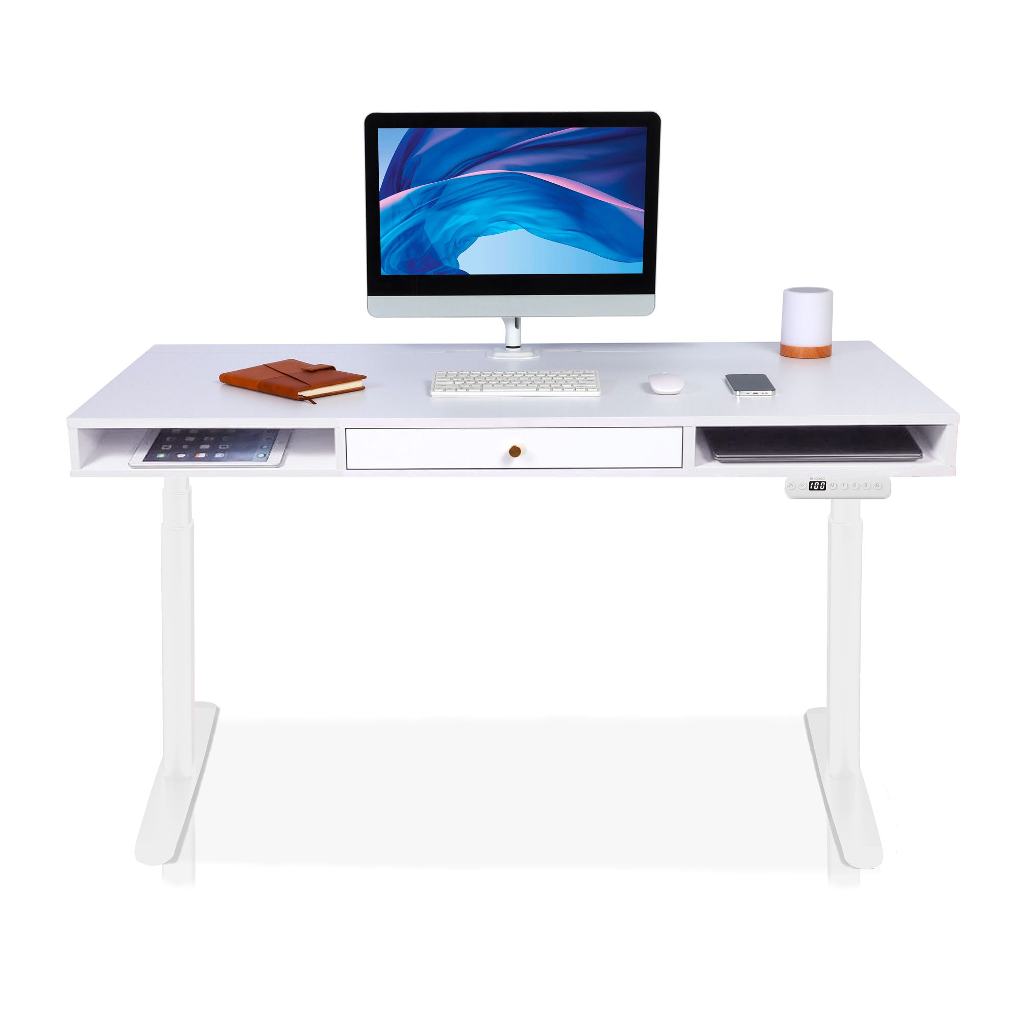 bureau assis debout SPACE DYNAMIC CIRCLE 1 tiroir blanc