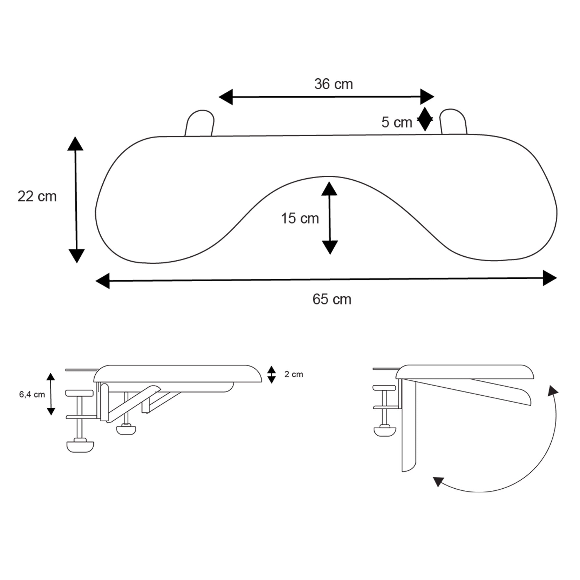 plan dimension support avant bras pour bureau assis debout