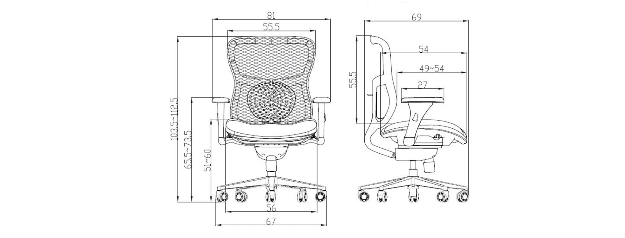 Dimension chaise ergonomique REGAL KQUEO