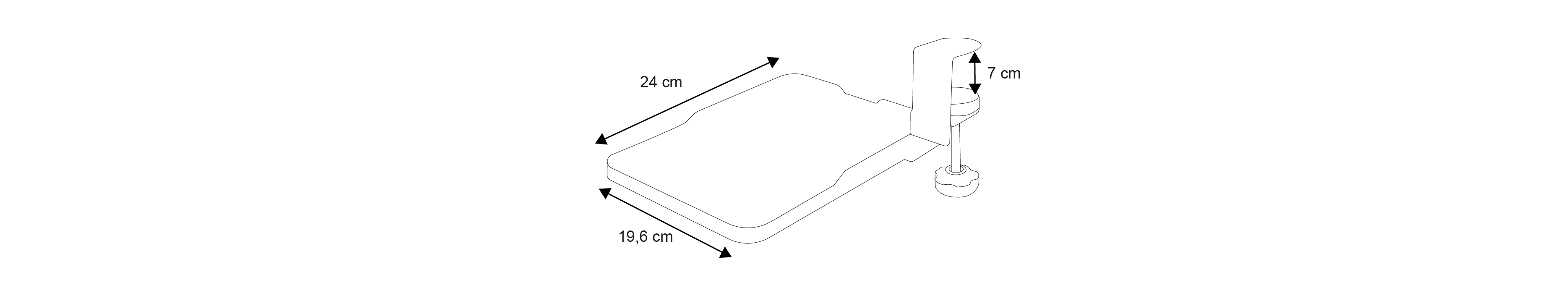 plan et dimensions tapis de souris rétractable noir pour bureau Kqueo