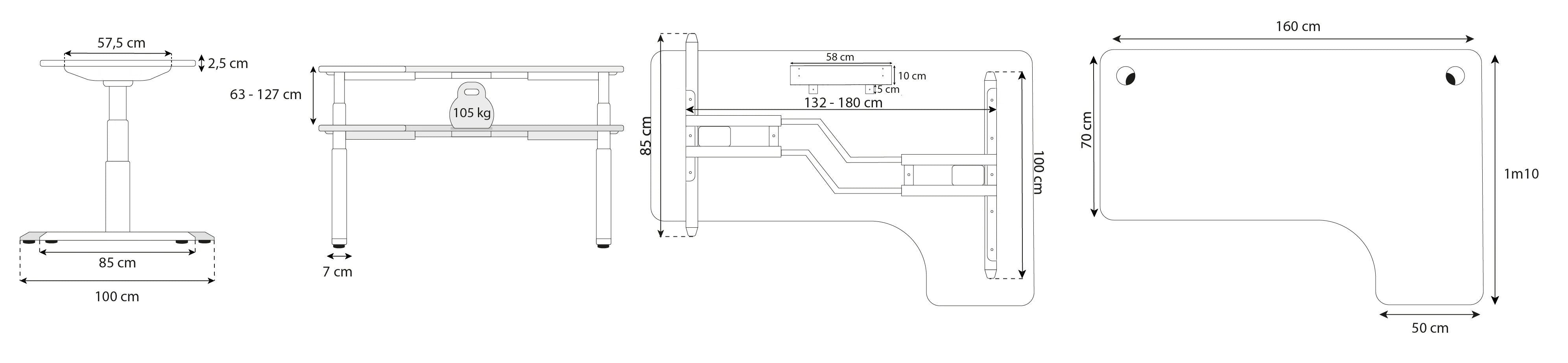 Bureau assis debout CORNER 160cm Kqueo