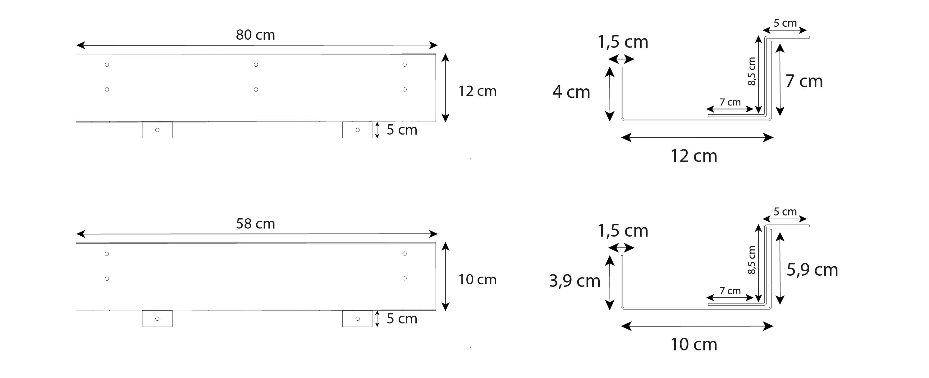 plan dimensions goulotte passe câble verticale
