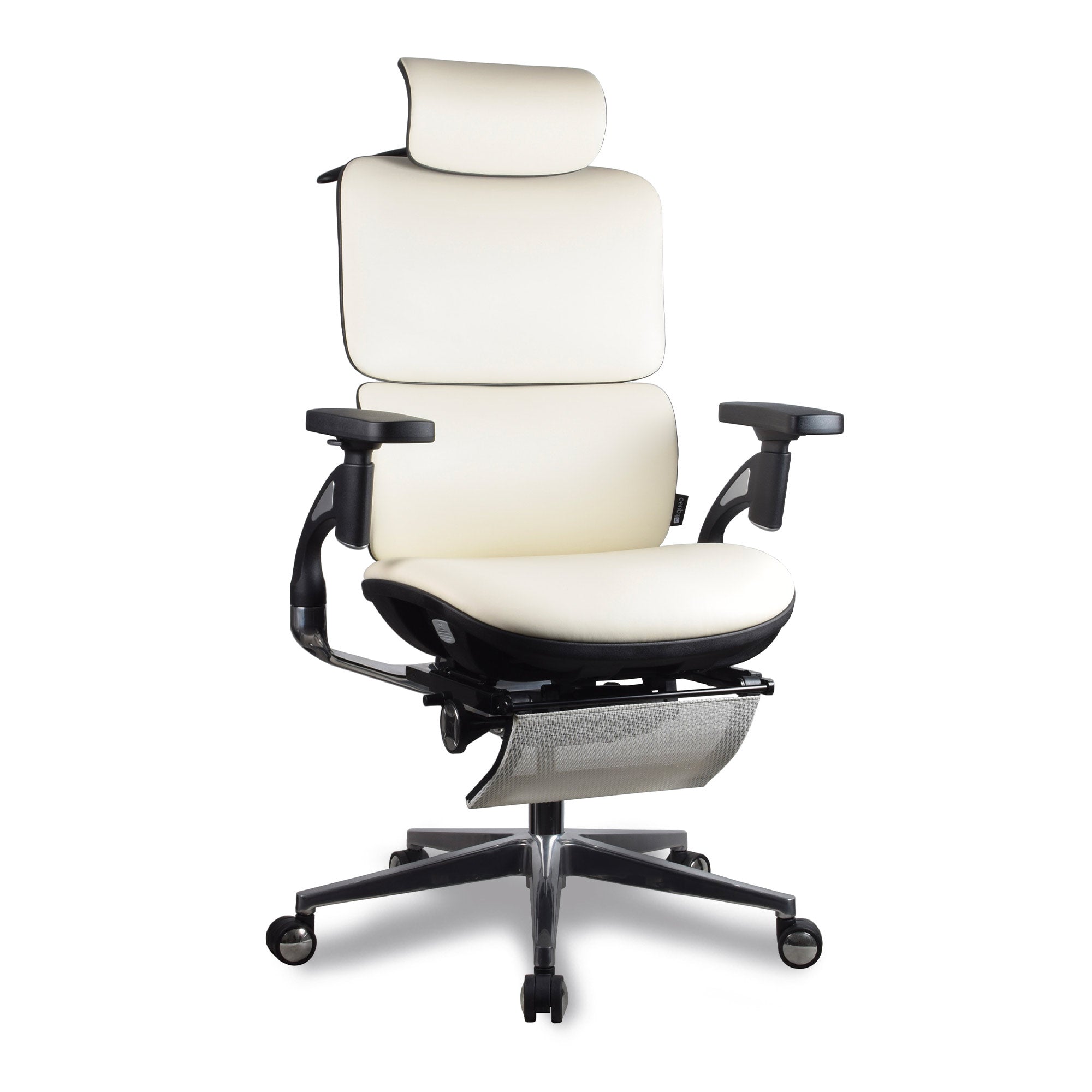 chaise ergonomique TERRANA PREMIUM blanche en cuir reconstitué Kqueo