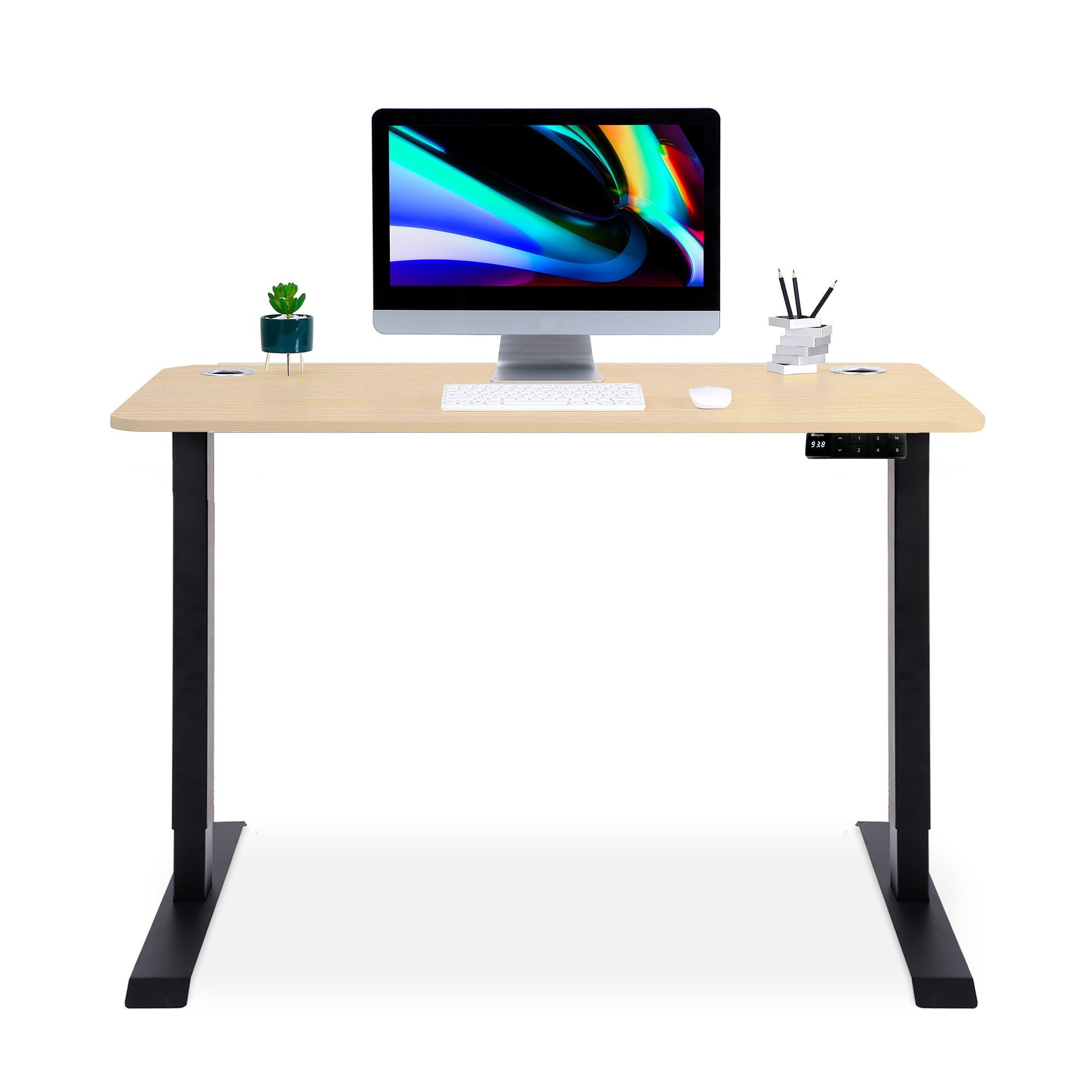 bureau assis debout LIFT KQUEO cadre gris et plateau chene clair