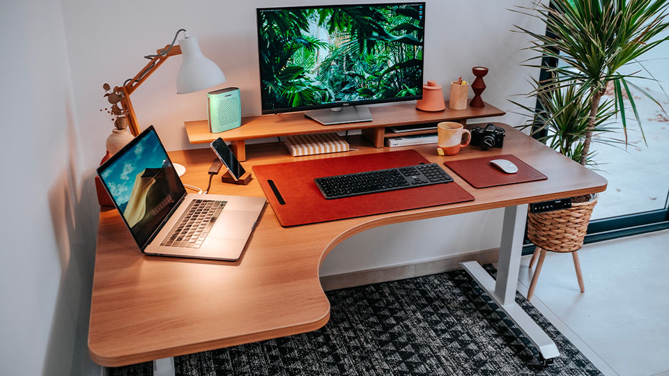 bureau assis debout en angle CORNER kqueo