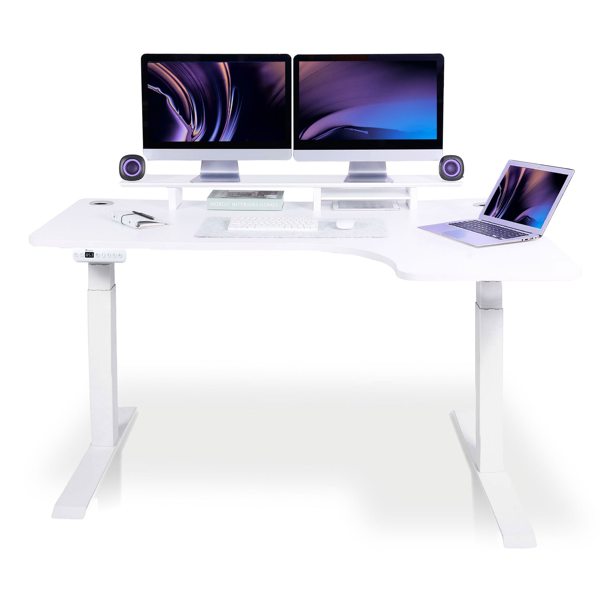 Bureau assis debout d’angle - CORNER L 180x120 cm blanc