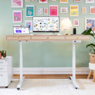 Bureau assis debout SPACE DYNAMIC avec 3 tiroirs, vue latérale mettant en valeur le plateau et la structure