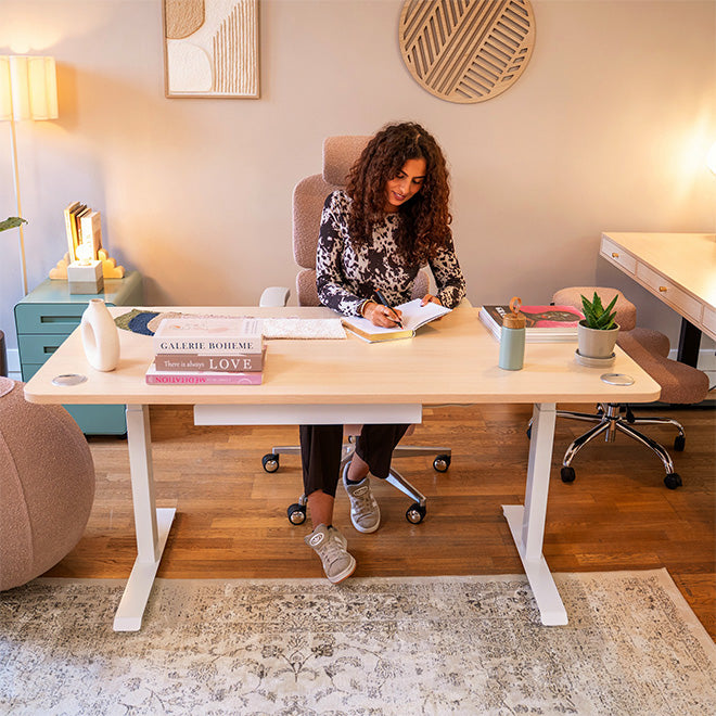 bureau assis debout DYNAMIC SQUARE assis coloris blanc chene clair_ambiance