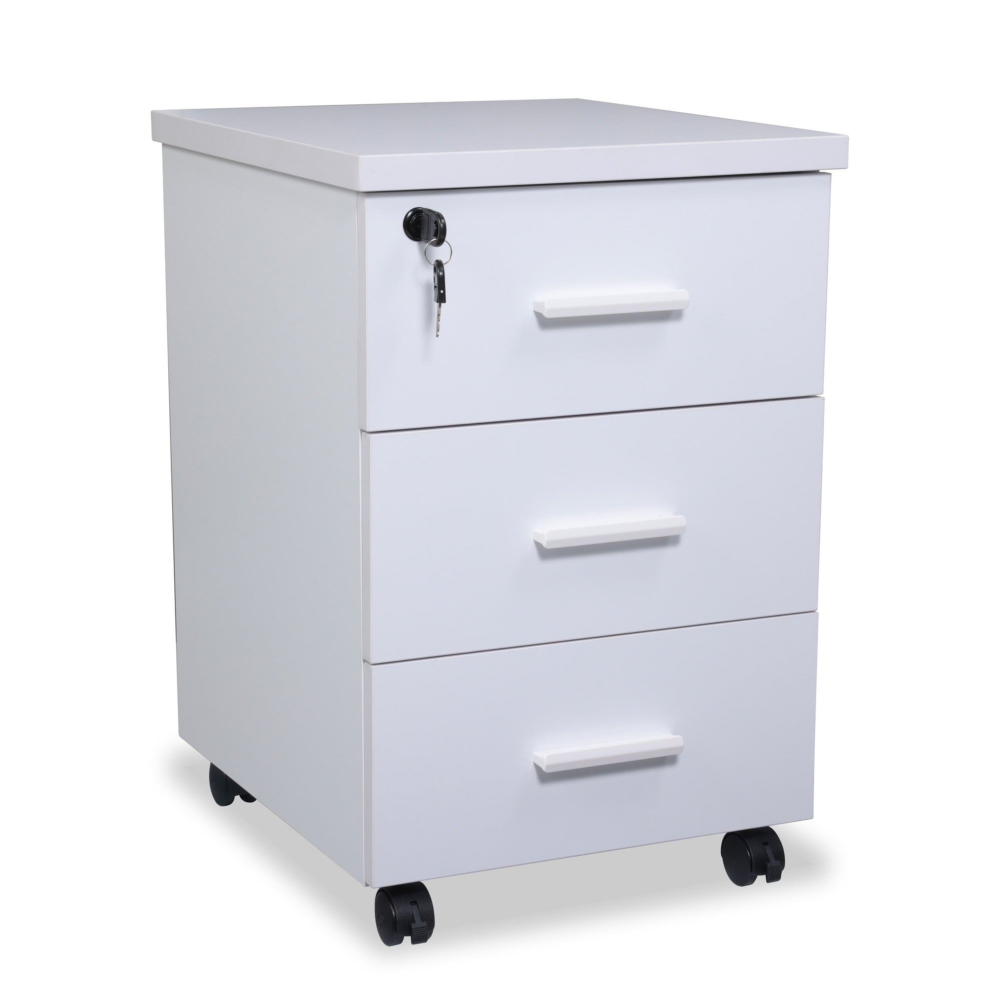 caisson de rangement 3 tiroirs mobile blanc Kqueo